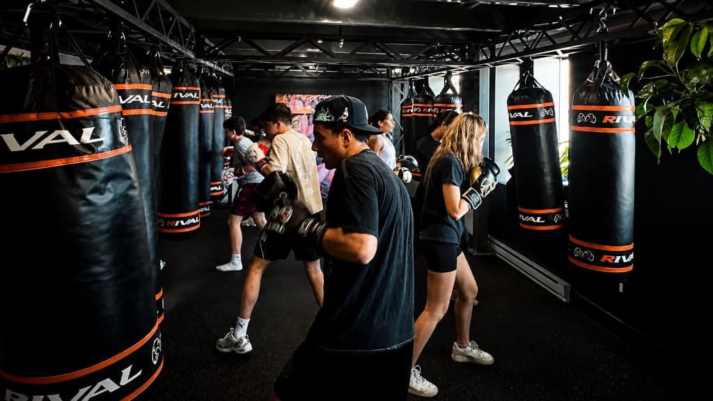 Boxing Fitness group class training on heavy bags at SBT Boxing